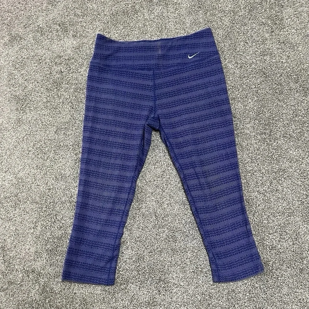 Nike Dri Fit Leggings Womens Medium Purple Pattern Athletic Workout Pants